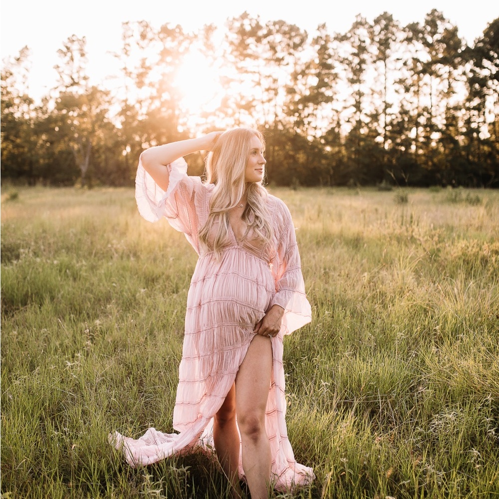 Elegant Pink Maternity Dress